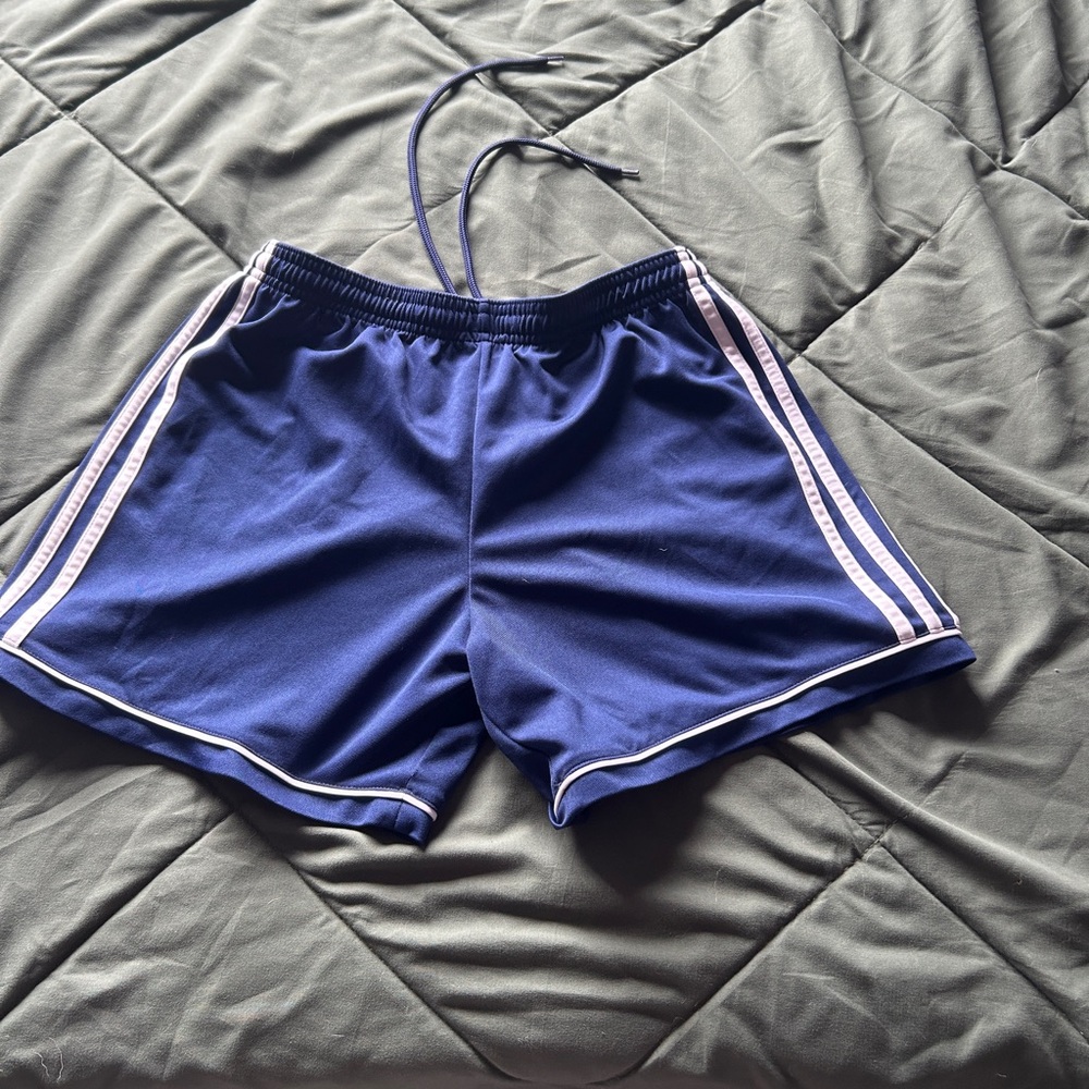 Adidas Navy Blue Shorts with White Accents
